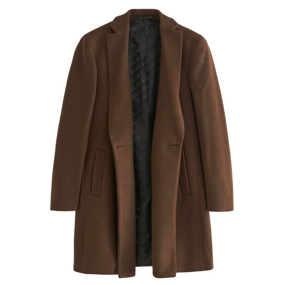 NEXT • Dark Brown Double Breasted Epsom Overcoat - Picture 3 of 10